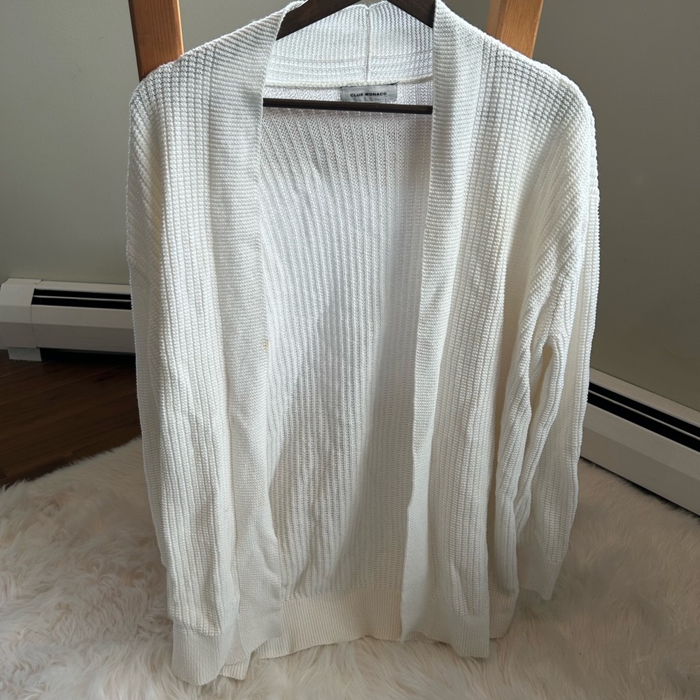 Women's White Open-Front Sweater